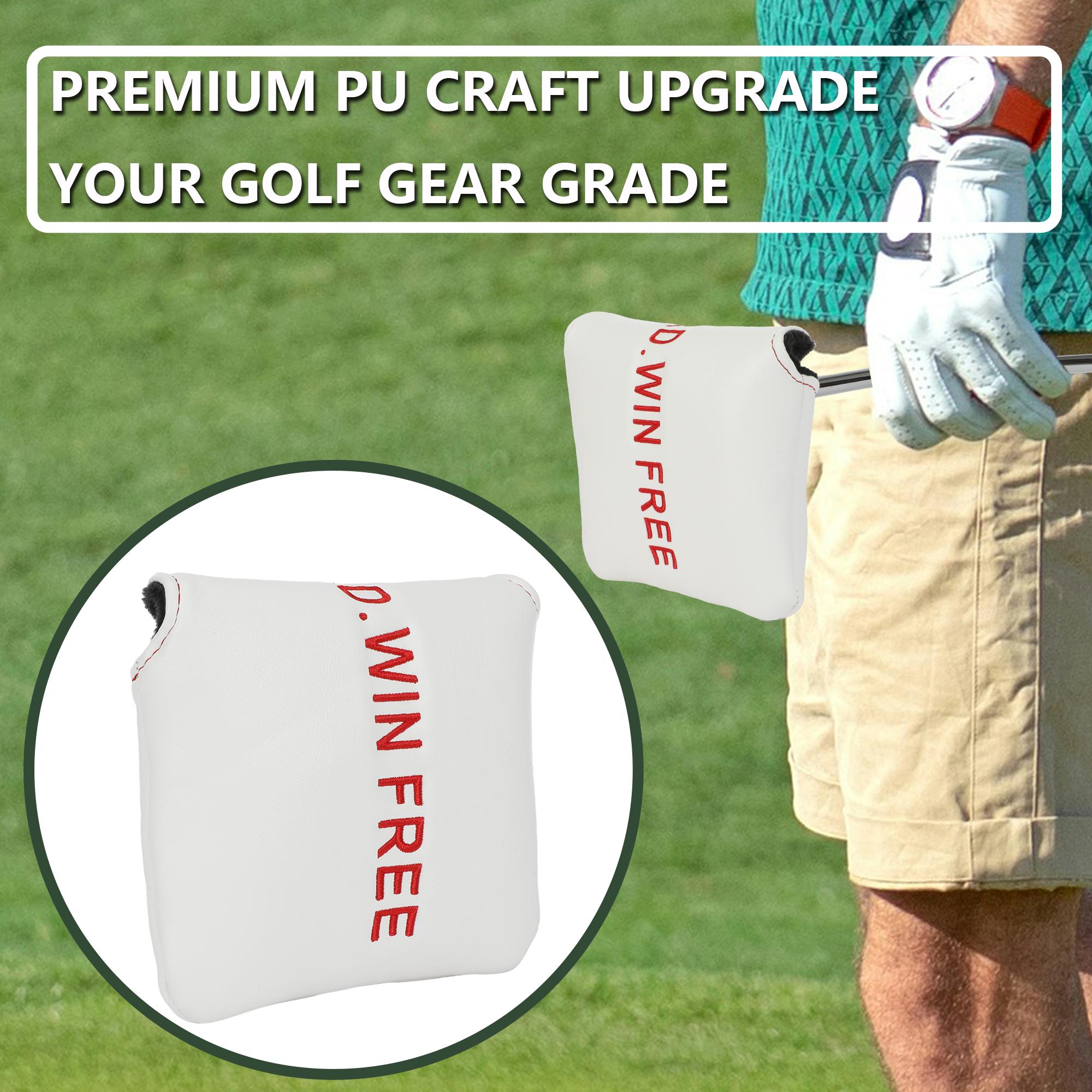 Golf Putter Cover,Durable PU material with simple lettering embroidery,Magnetic closure,Designed for Mallet putters,Golf Accessories, Golf Club Protection Covers, 5 Colors Available