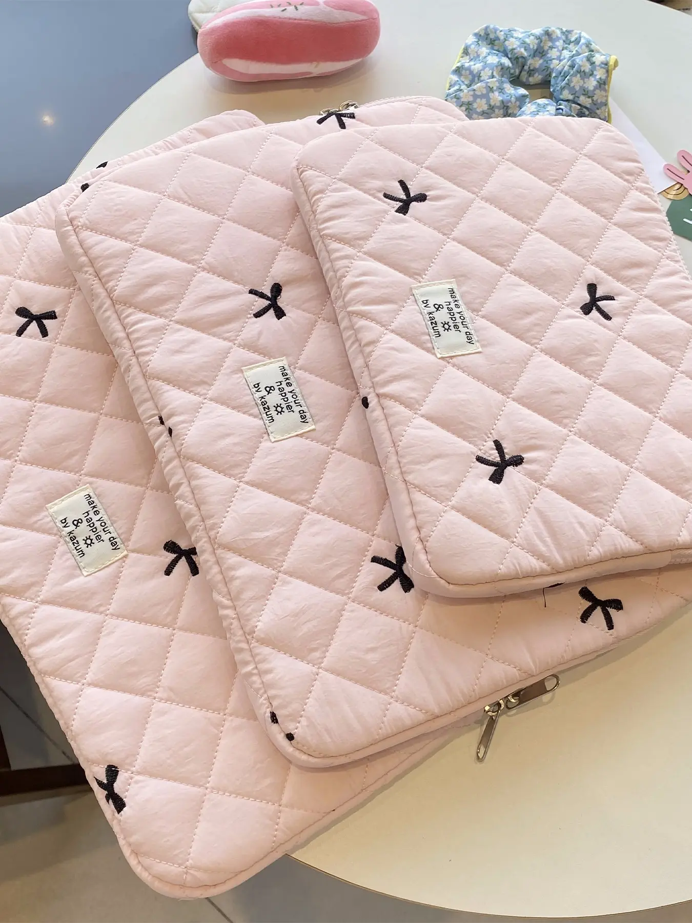 Korean Style Cute Laptop Backpack, Quilted Design, Shockproof, Scratch-Resistant, Fits Various Devices, Lightweight, Portable, All Seasons