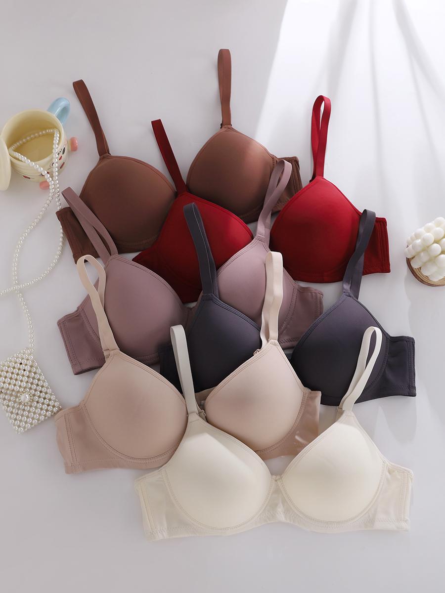 6pcs Ultra-Soft Seamless Push Up Bras - Comfortable Casual AttireSupportive T-shirt Intimates for Women - Versatile Value Set in SimpleStyle