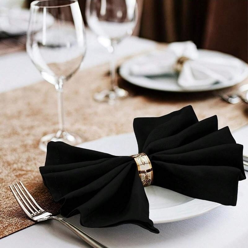 6-Pack Polyester Napkins, 12/14/17/20 Inches, Thick Durable, Wrinkle-Resistant, Hotel Restaurant Event Use