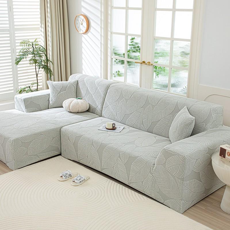 Leaf Pattern Elastic Sofa Cover, Multi-Color Options, Fits L-Shaped/standard Sofas, Wrinkle Resistant, Easy Installation, Washable, Pet Friendly