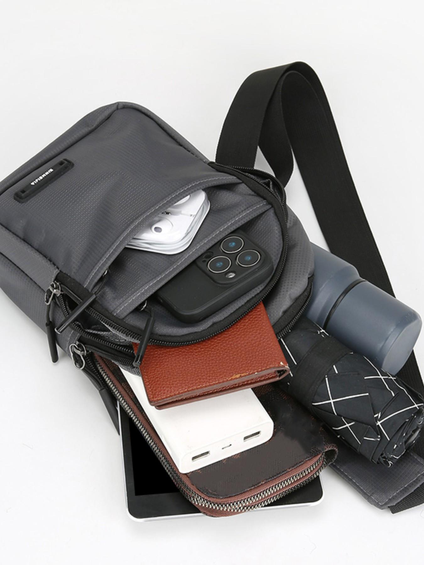 Men's Casual Nylon Chest Bag, Multi-Functional Zipper Pouch, Comfortable Outdoor Sports, Cycling, Commuting, Adjustable Strap Backpack