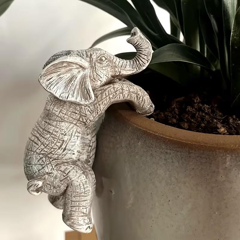 1pc, Hanging Flower Pot Elephant Lover Gift Home Balcony Garden Animal Decoration Sculpture Planter Flower Pot Decoration, Hanging Plant Pot, Hanging Planters, Home Decor