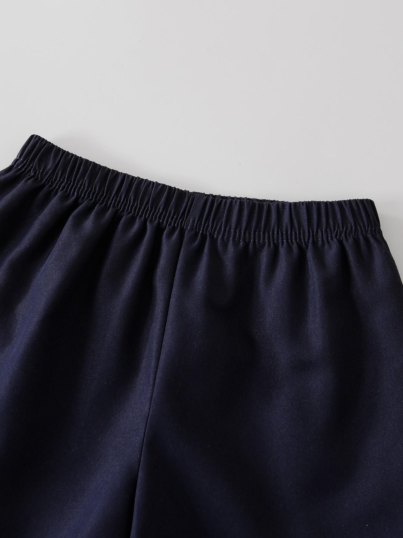 Boys' Summer New Set, Button Front Collar Shirt Short Sleeve Fake Two-Piece Design, Navy and Stripes, Breathable Shorts, 2 Pieces