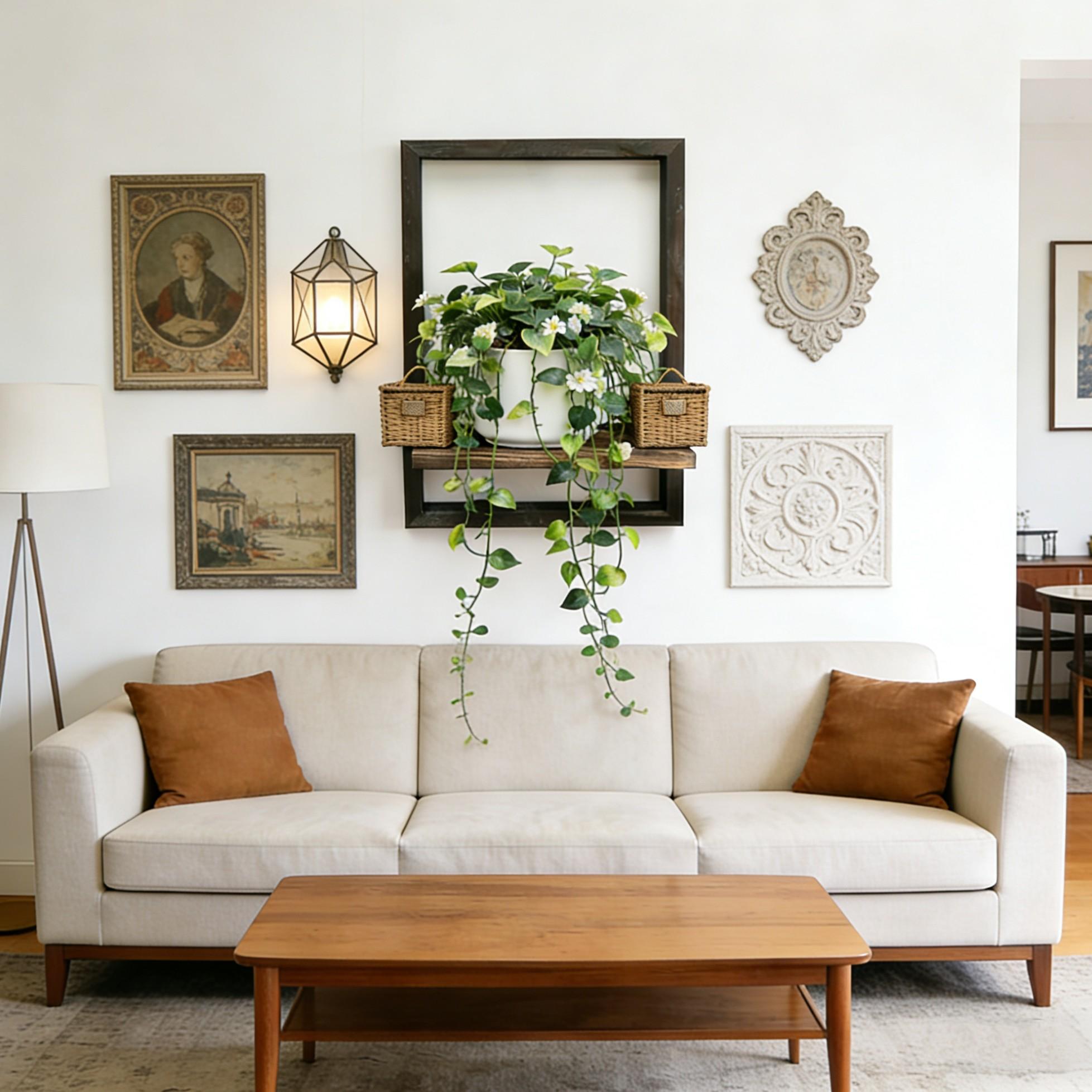 Wall-Mounted Plant Rack, Space-Saving Vintage Colorful Plant Shelf, Indoor Home Decor, Succulent and Herb Display Stand, Floating Board Organizer