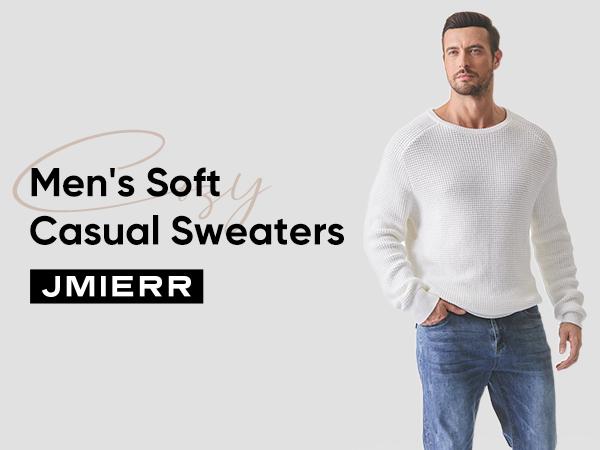 JMIERR Men's Crewneck Sweater Soft Casual Sweaters Classic Long Sleeve Pullover Sweaters with Ribbing Edge