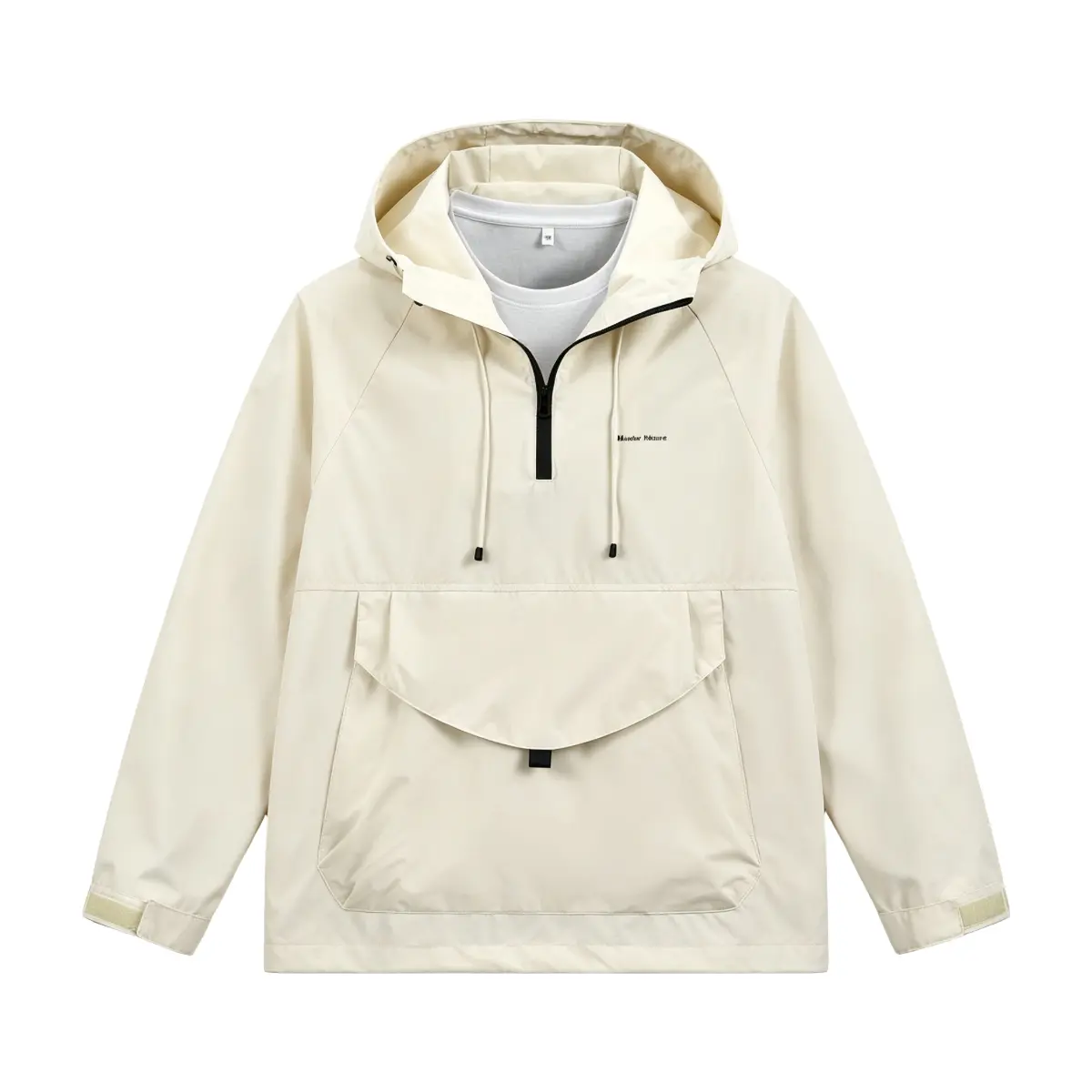 Men's half zip pullover hooded windbreaker jacket, lightweight windproof outdoor windbreaker with large front pocket and adjustable drawstring hood, suitable for hiking, camping, daily commuting, street wear, and year-round leisure activities that resist