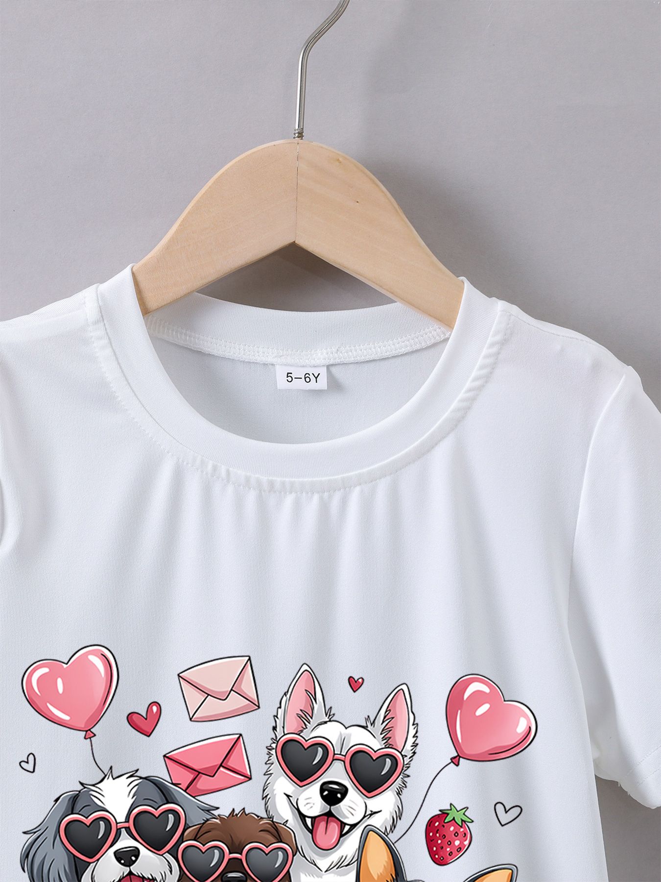 Children's summer comfortable "Cute Puppy Image" pattern, outdoor casual sports - girls' cartoon printed T-shirt