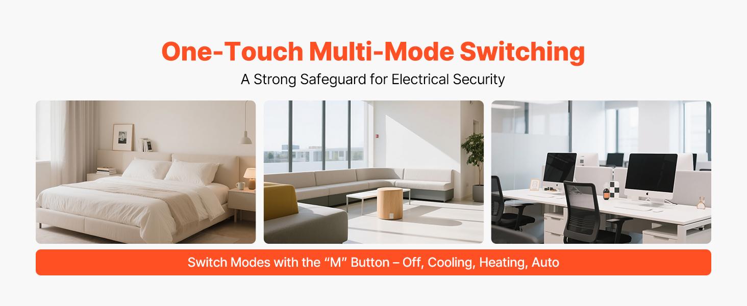 VEVOR 7-Day Programmable Thermostat, Home Thermostats for Heat Pump, Air Conditioner, Underfloor Heating, LED Screen with Backlight 1Cool+1Heat, Energy-Efficient, Wide Temp Range, White