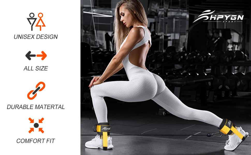 2PCS Set Premium Cable Kick Back Ankle Straps for Cable Machines Women & Men, Glute Kickback Ankle Strap for Workout, Ankle Cuff Cable Attachment Wraps weights, Tobilleras Para Mujer Gym Leg