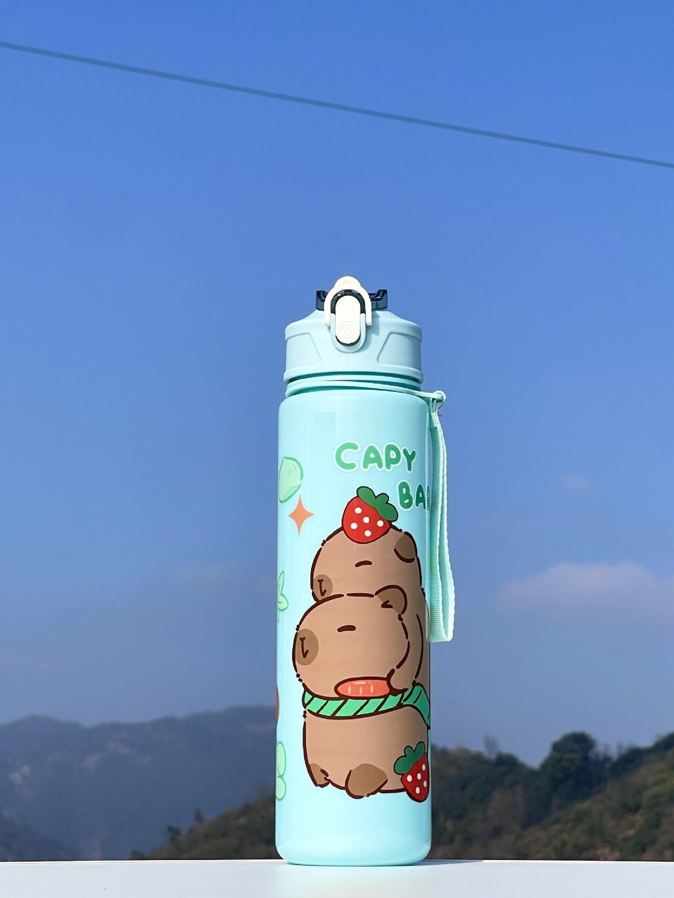 Cute Cartoon Pattern Capybara Thermos Cup, Portable Insulated Water Bottle, Fun Design for Daily Use, Perfect Gift Idea