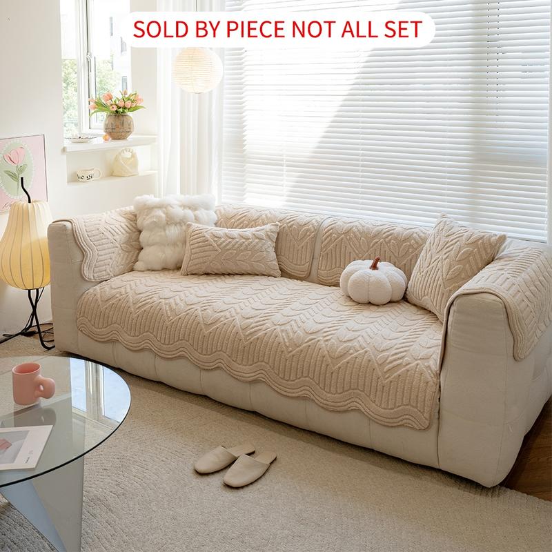 Modern Style Pet-Friendly Sofa Cover, Soft Sofa Protector, Anti-Slip Dustproof Cat Scratch Protection, Cotton Velvet Cushion Pad