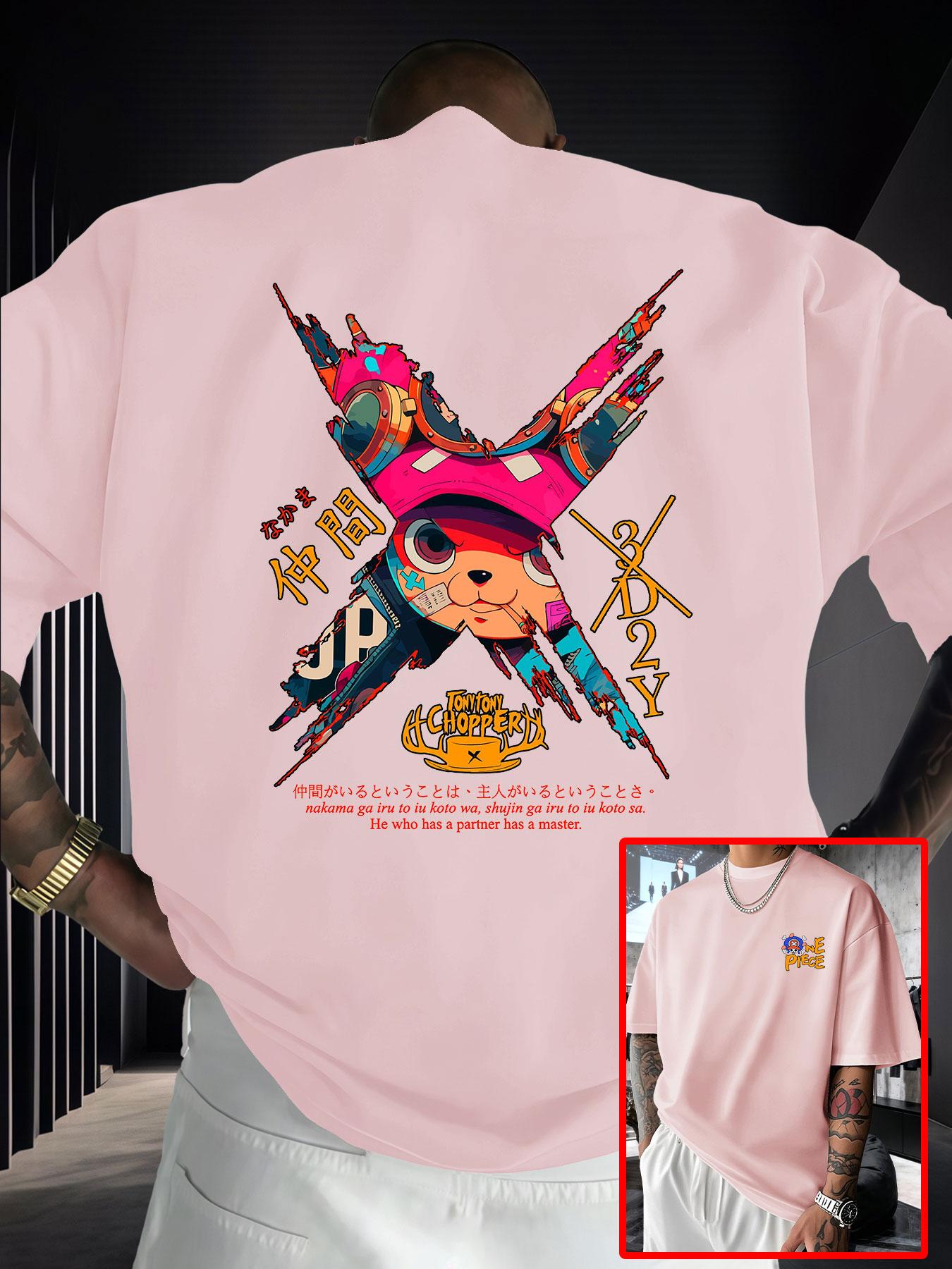 Anime Style Joejoe Printed Short Sleeve T-Shirt, Japanese Anime High Street Trendy Loose Fit Half Sleeve, Perfect for Manga Fans Collection