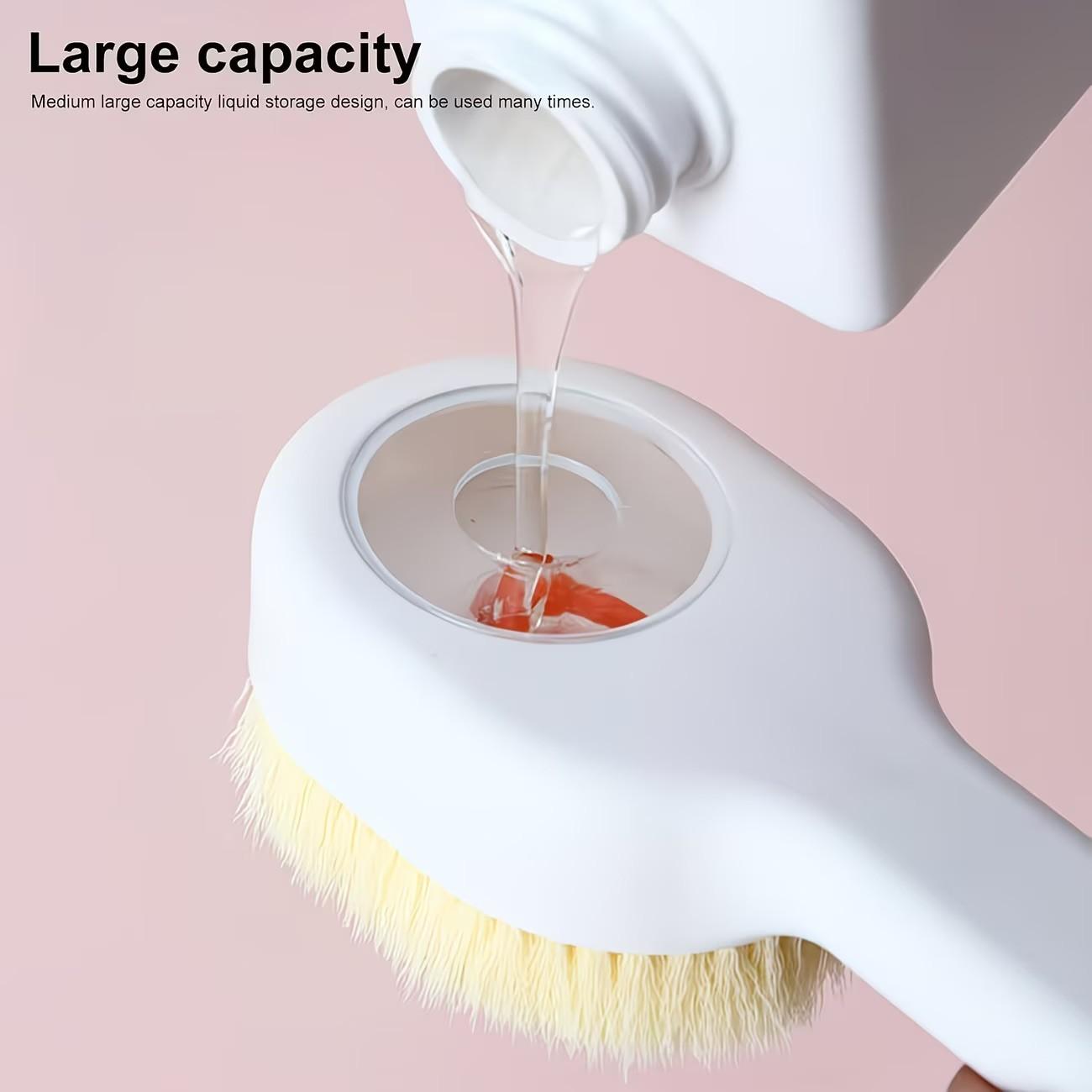 Liquid-Filled Long Handle Bath Brush With Soft Bristles, Body Wash Dispenser Back Scrubber, Multi-Purpose Shower Exfoliating Tool For Full Body Cleaning & Dead Skin Removal, Bathroom Supplies, Bathroom Essentials