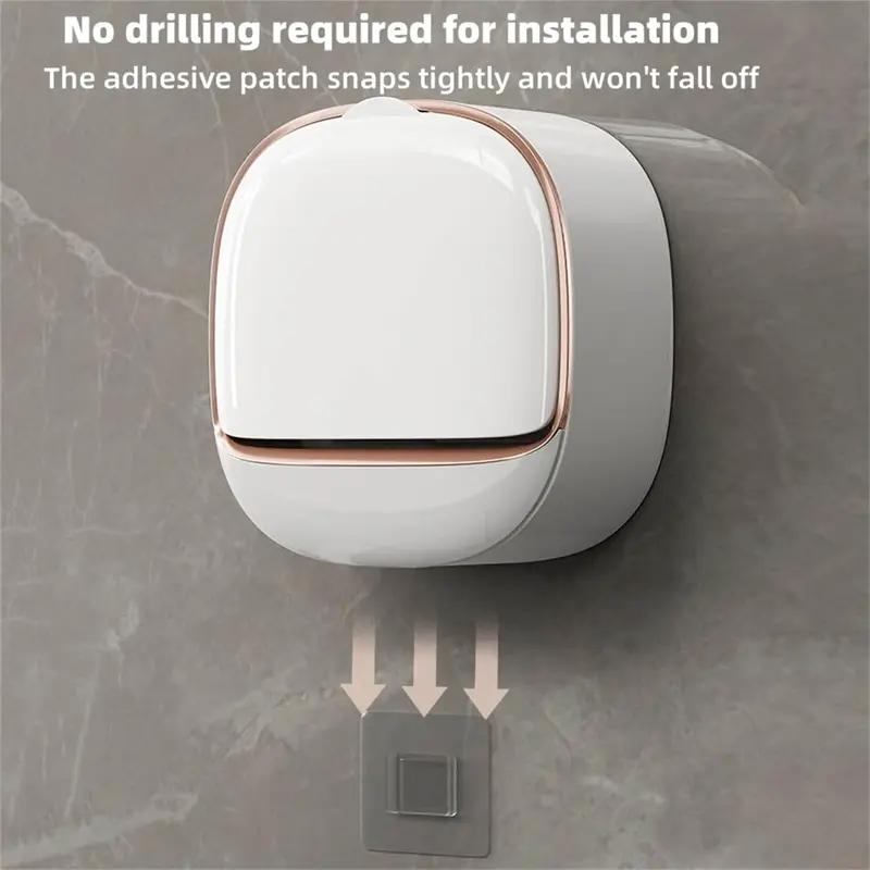 Shower waterproof soap holder, antibacterial wall mounted soap dish with drain and flip cover, keeps soap dry, white