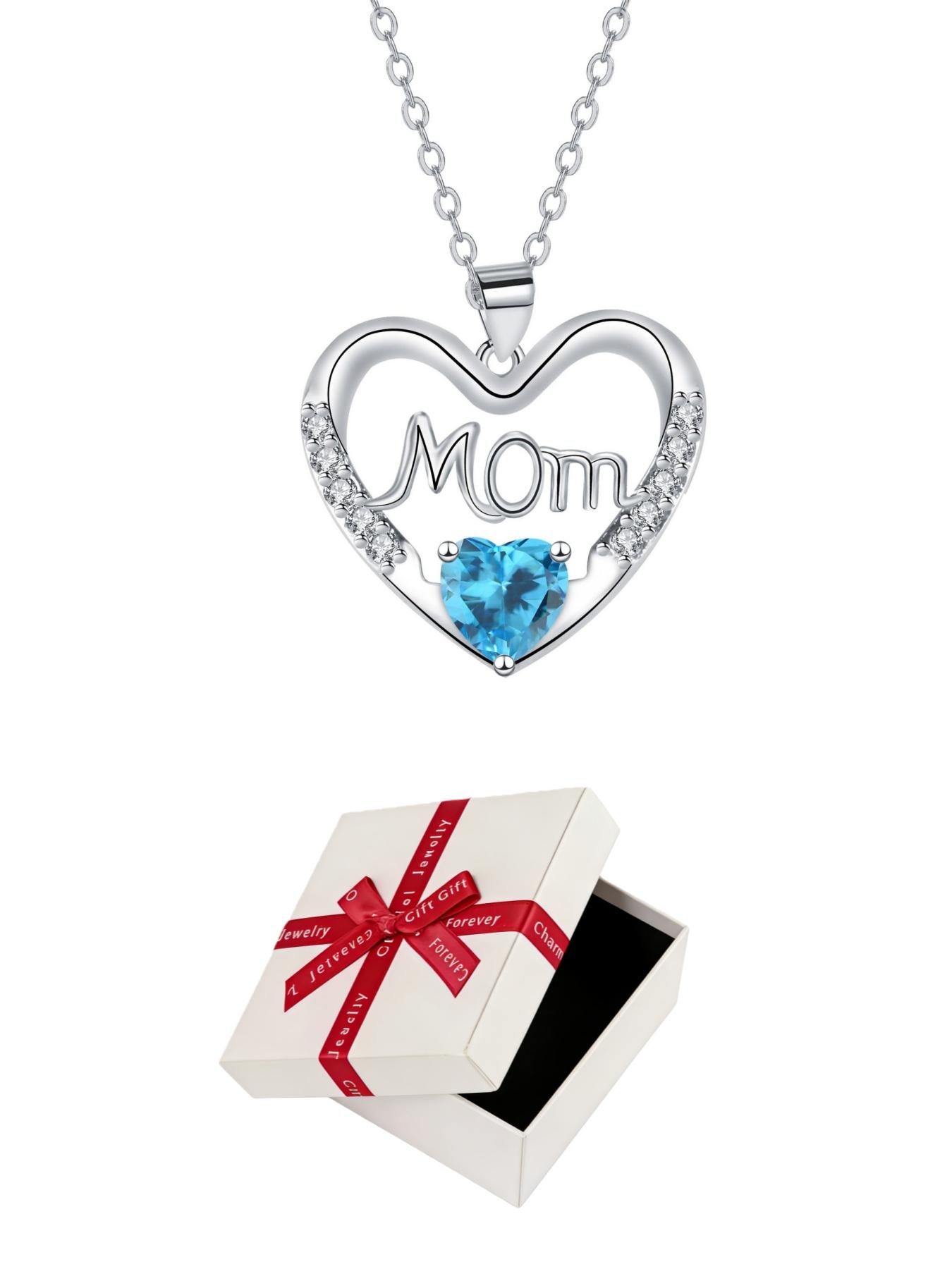 Heartprint of Motherly Love Original MOM luxury premium heart-shaped gem necklace.Paired with an apple-shaped preserved rose jewelry gift box.Ideal gift for birthdays, Mother’s Day, Valentine’s Day and Christmas.