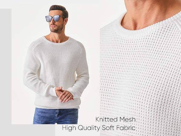 JMIERR Men's Crewneck Sweater Soft Casual Sweaters Classic Long Sleeve Pullover Sweaters with Ribbing Edge