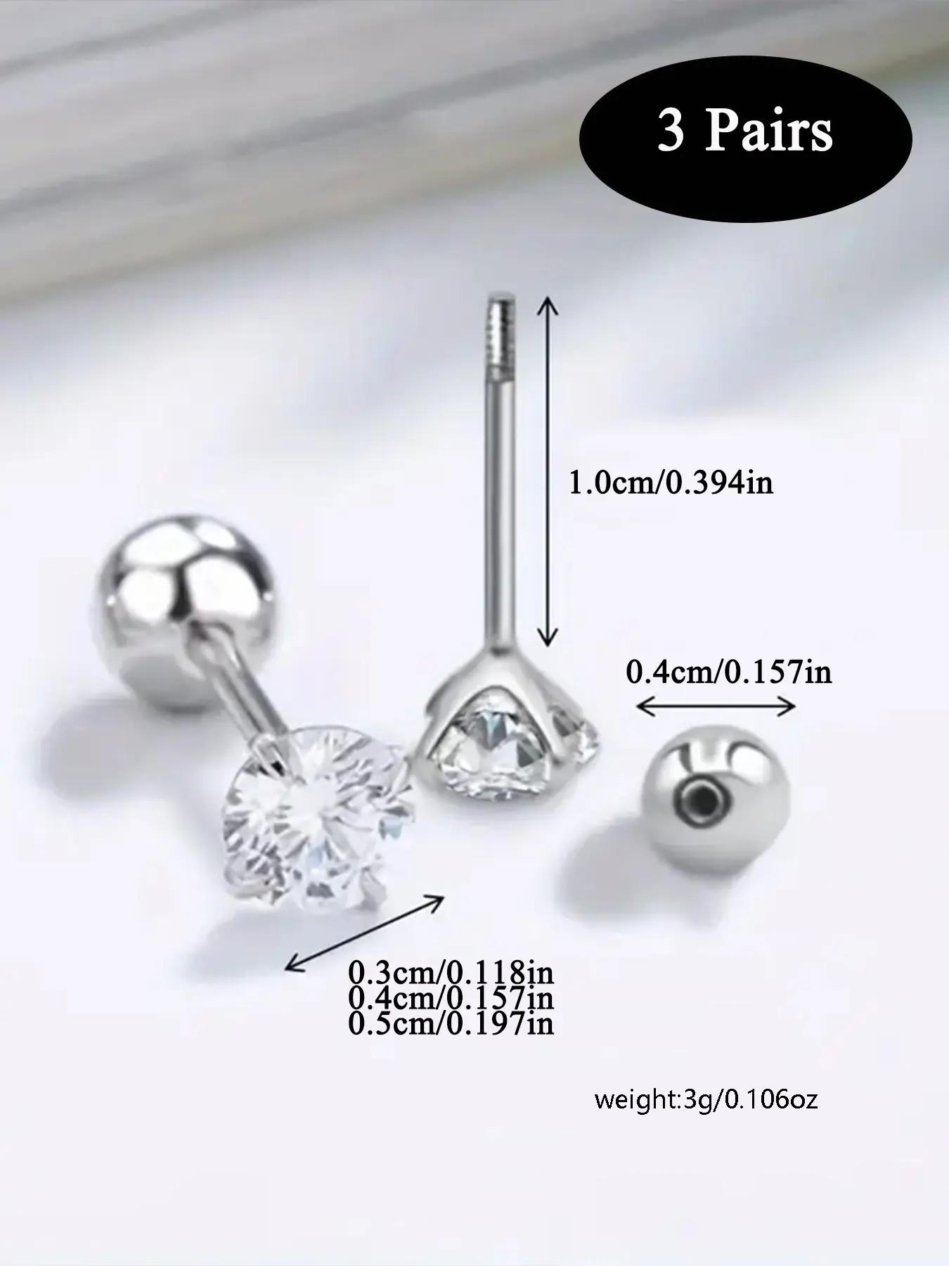 Stainless Steel Cartilage Earrings Set with Sparkling Zirconia, Minimalist Jewelry for All Seasons, Casual Style Ear Accessories