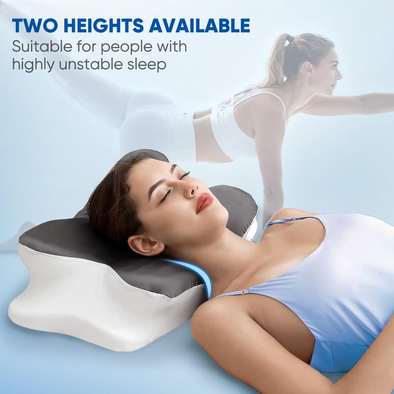 Butterfly-shaped neck pillow with storage bag, Orthopedic Memory Foam pillow with washable silk pillowcase, a perfect gift for birthdays, Valentine's Day, and Christmas, suitable for side, back, and stomach sleepers, home, travel, camping