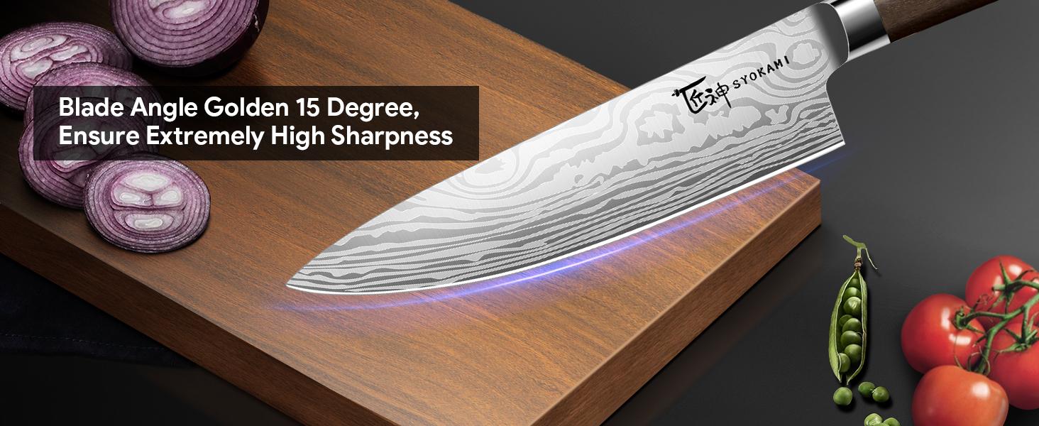 #Summervibes SYOKAMI [UPDATE] Kitchen Knife Set with Magnetic Block and Sharpener 14 Piece Knife Set 360° Rotatable Holder Ultra Sharp High Carbon Stainless Steel Knives Sets with Steak Knives, Anti-slip Ergonomical Handle, Mother's Day Gift