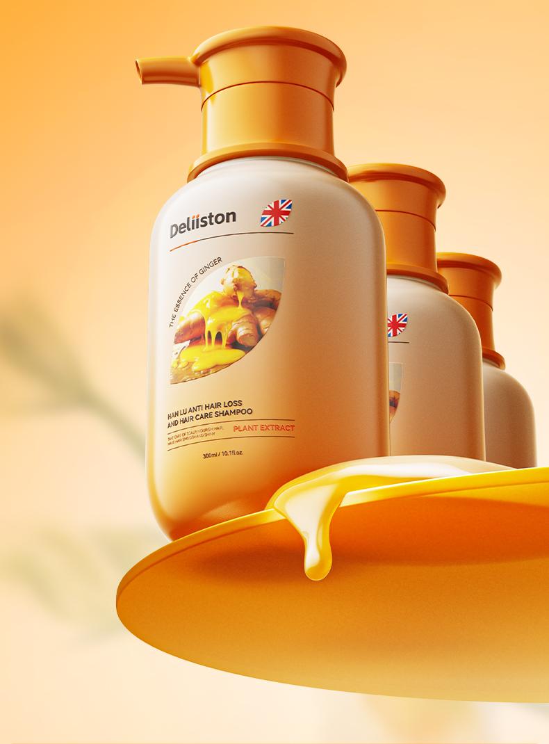Deliiston Shampoo and Conditioner 300ml, contains ginger extract to strengthen the hair roots, moisturize the hair, and make it soft and easy to comb. Deliiston Shampoo and Conditioner 300ml, contains ginger extract to strengthen the hair roots, moisturize the hair, and make it soft and easy to comb.