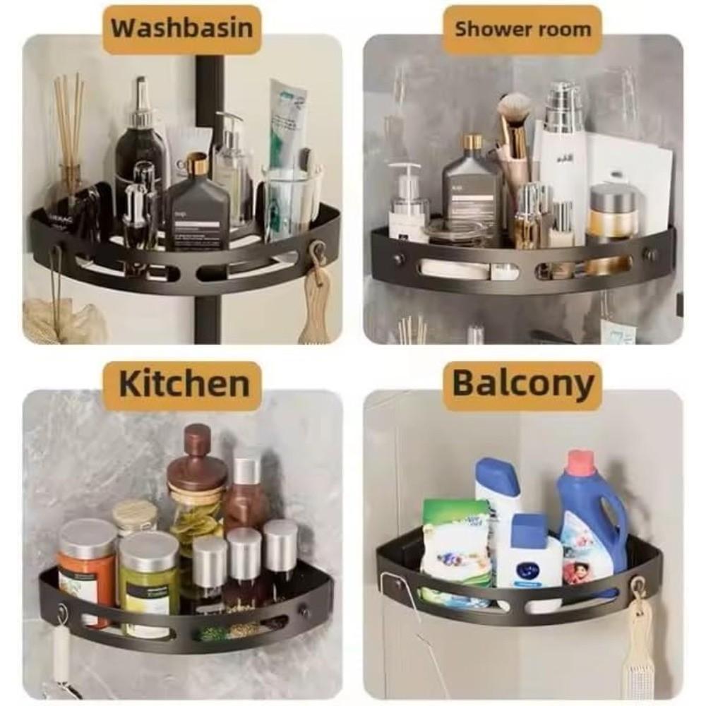 2-Pack Triangular Shower Rack, Three-Tier Corner Storage Shelf, No-Drill Wall-Mounted Bathroom Organizer, Adhesive Corner Holder