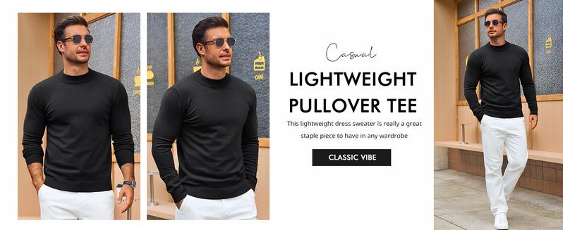 Runcati Mens Mock Turtleneck Pullover Slim Fit Casual Basic Thermal Knit Sweater Lightweight Long Sleeve Pullover Tee