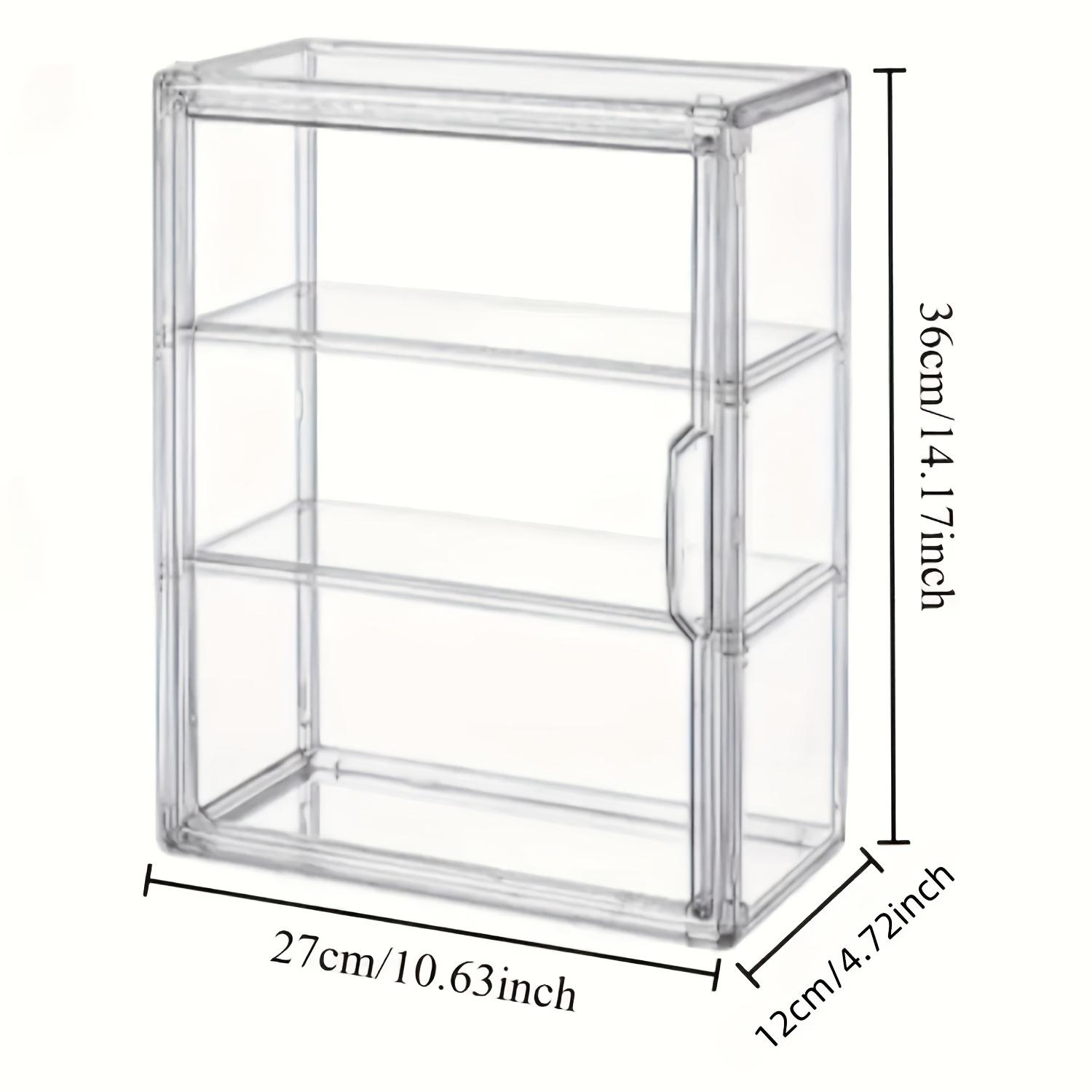 14.17 Inch Large 3-Tier Acrylic Display Case with Removable Dividers & Magnetic Door, Dustproof Organizer for Collectibles, Figures & Mini Models, Neat & Space-Saving