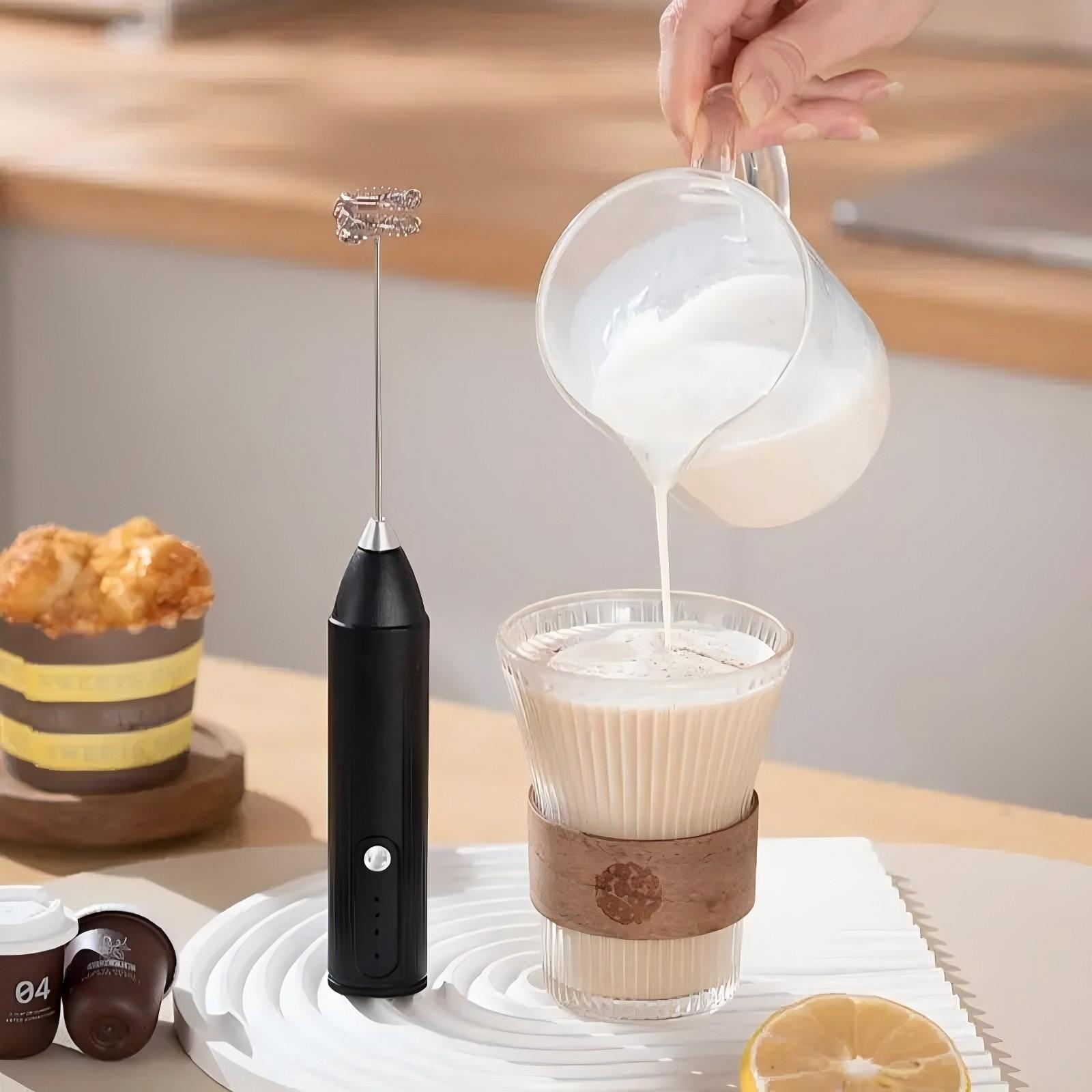 Electric Milk Frother, Handheld Electric Foam Maker, Stainless Steel Whisk Blender, Rechargeable for Coffee, Matcha, Latte, Cappuccino