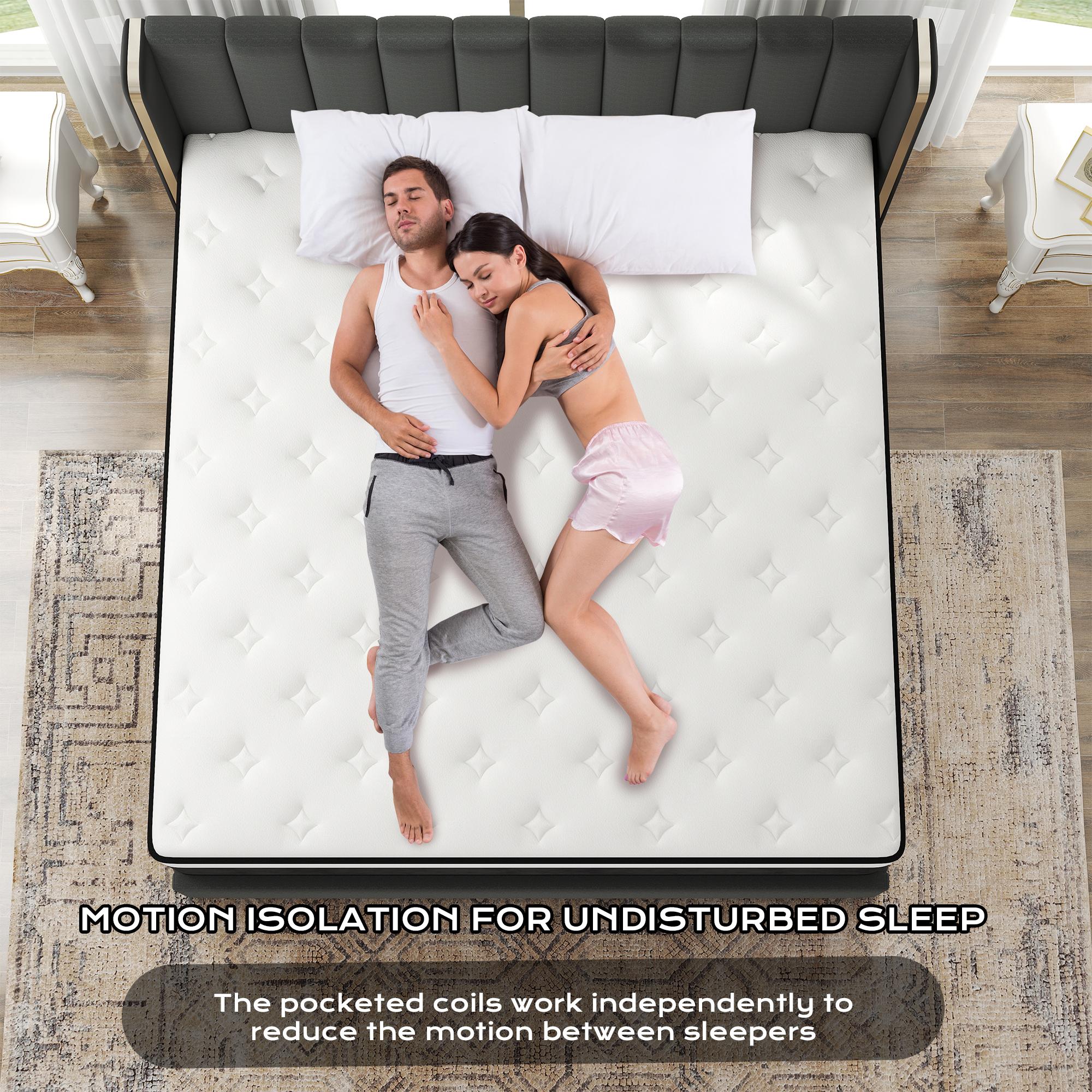 BOMASS 10" 12" 14" Mattress Twin Full Queen King Size-Memory Foam Hybrid Pocket Spring Medium Firm Mattresses Bed in A Box