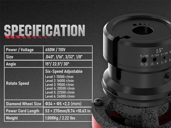 YESWELDER 110V Tungsten Electrode Sharpener Grinder | Portable TIG Welding Rotary Tool with Flat Grind Block, Cut-Off Slot, 4 Sizes/3 Angles