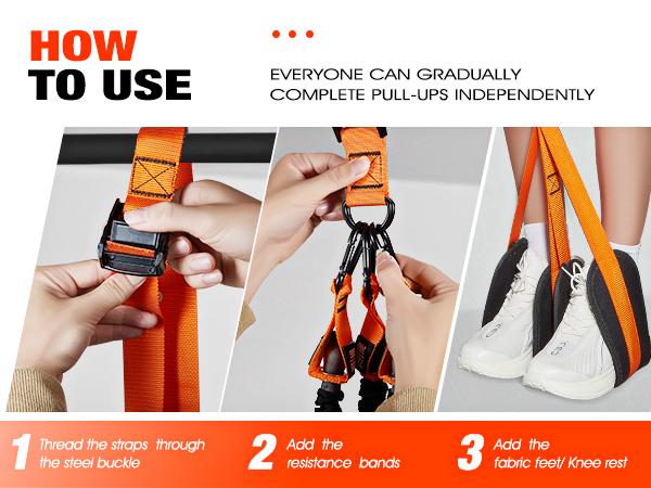 Pull Up Assistance Bands,Pull Up Resistance Band for Pull Up Bar,Adjustable Weight/Size Pull Up Assist Bands with Fabric Dual-feet/Knee Rest,Pull Up Bands Assist Set for Home Gym Fitness Training