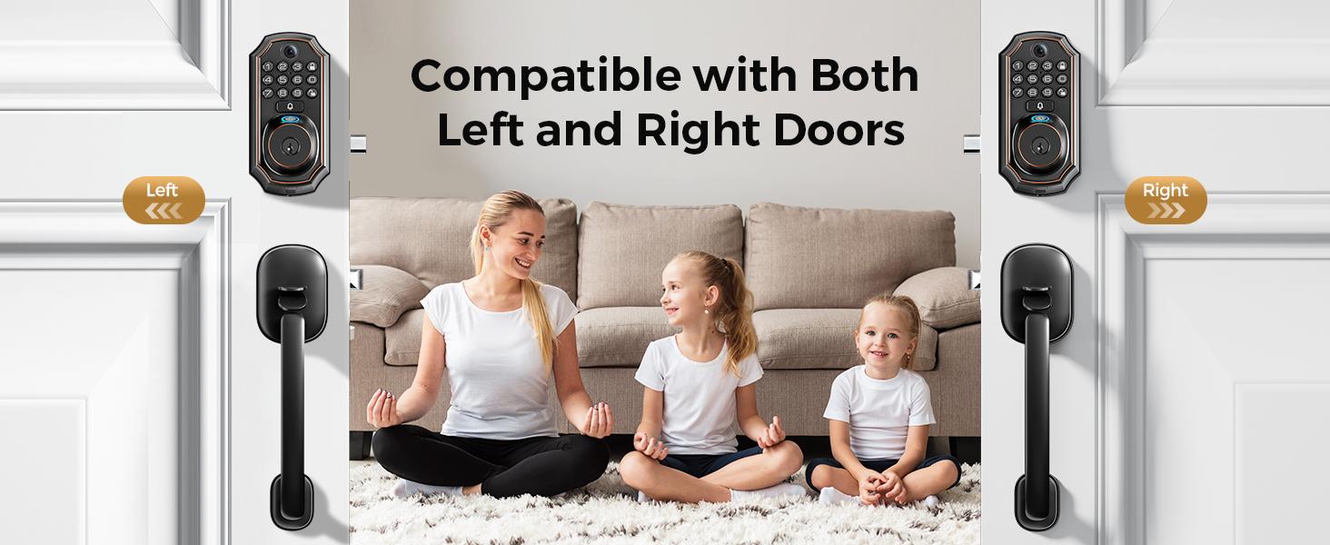 Arpha D289 Keyless Door Lock Deadbolt with Handle Set - WiFi Door Lock with Camera - 5 in 1 Camera+Doorbell+Fingerprint Keyless Entry Door Lock