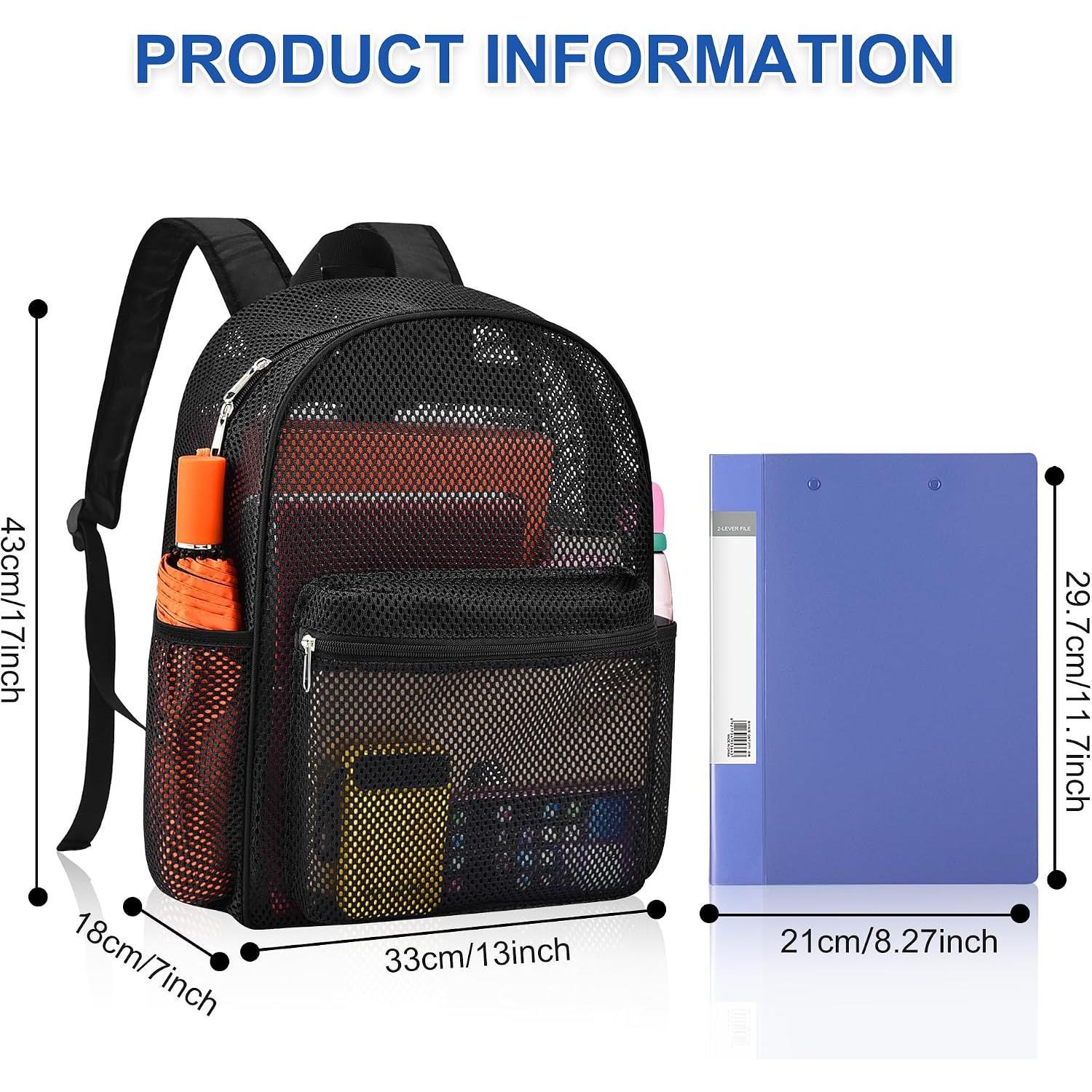 Duty Mesh Backpack with Rain Cover Ventilated Swim & Gym Bag college mesh backpack See Through Backpacks (Black)