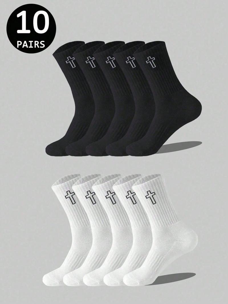 Men's Casual Socks Set, 10 Pairs/20 Pairs, Medium-Length, &, Odor-Resistant, Breathable, Sweat-Absorbent, Two Styles Available