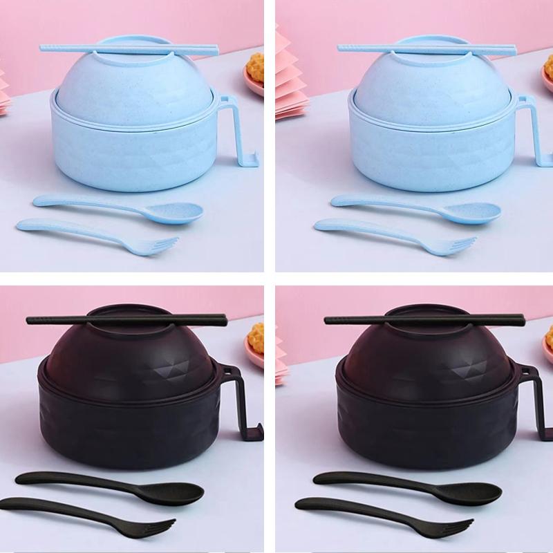 4-Piece Ramen Bowl Set, Microwave Safe Noodle Bowls & Chopsticks, Dishwasher Safe, Essential for Dorms, Quick Ramen Solution, Kitchen Bowls, Tableware