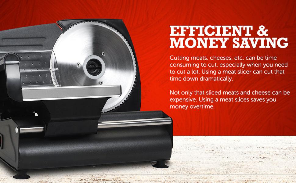Ultimate Precision Electric Deli Food Meat Slicer Removable Stainless Steel Blade, Adjustable Thickness, Ideal for Cold Cuts, Hard Cheese, Vegetables & Bread, 7.5", Black