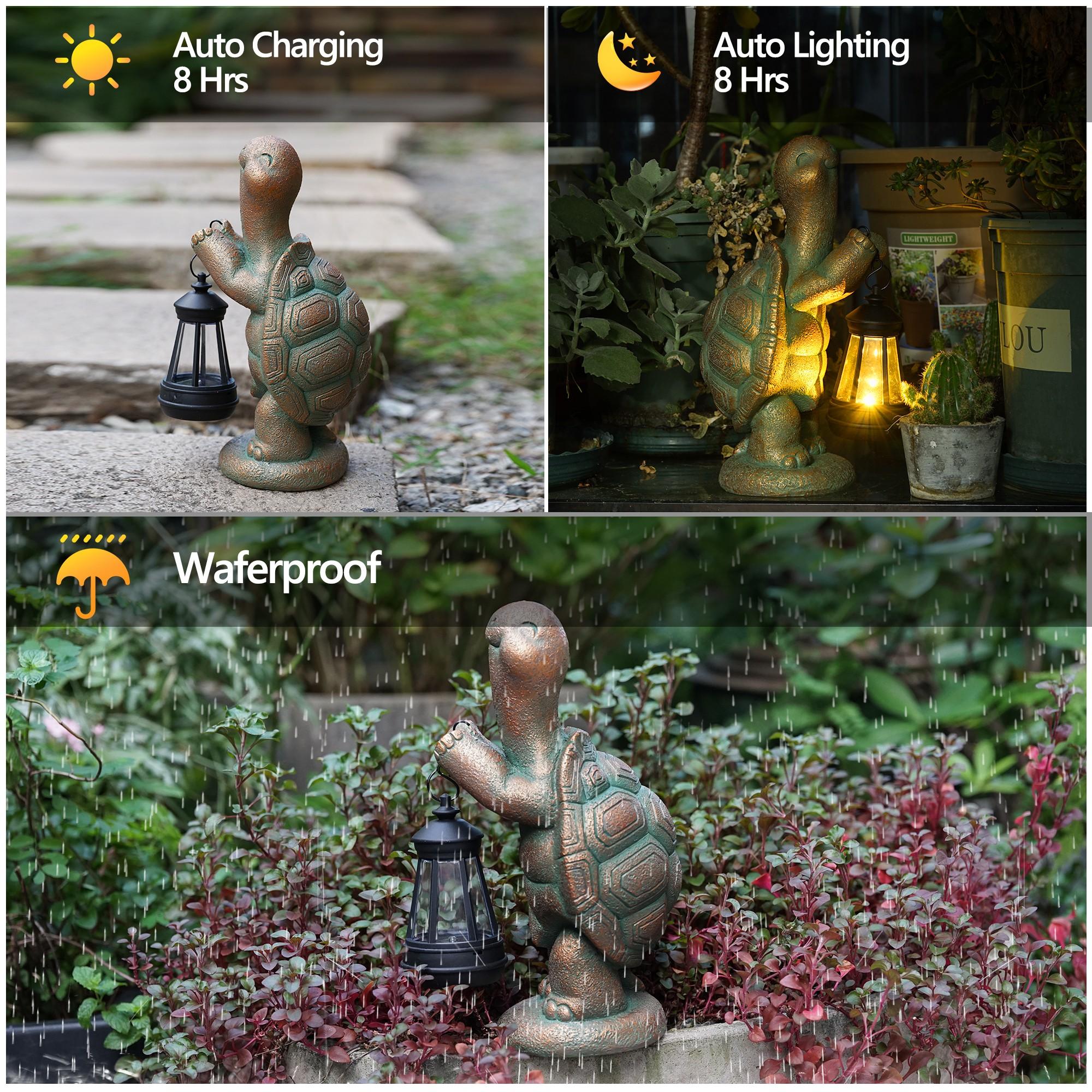 Outdoor Garden Turtle Statue Resin Material Lantern Decorative Lawn Yard Unique Home Decoration Women Gift