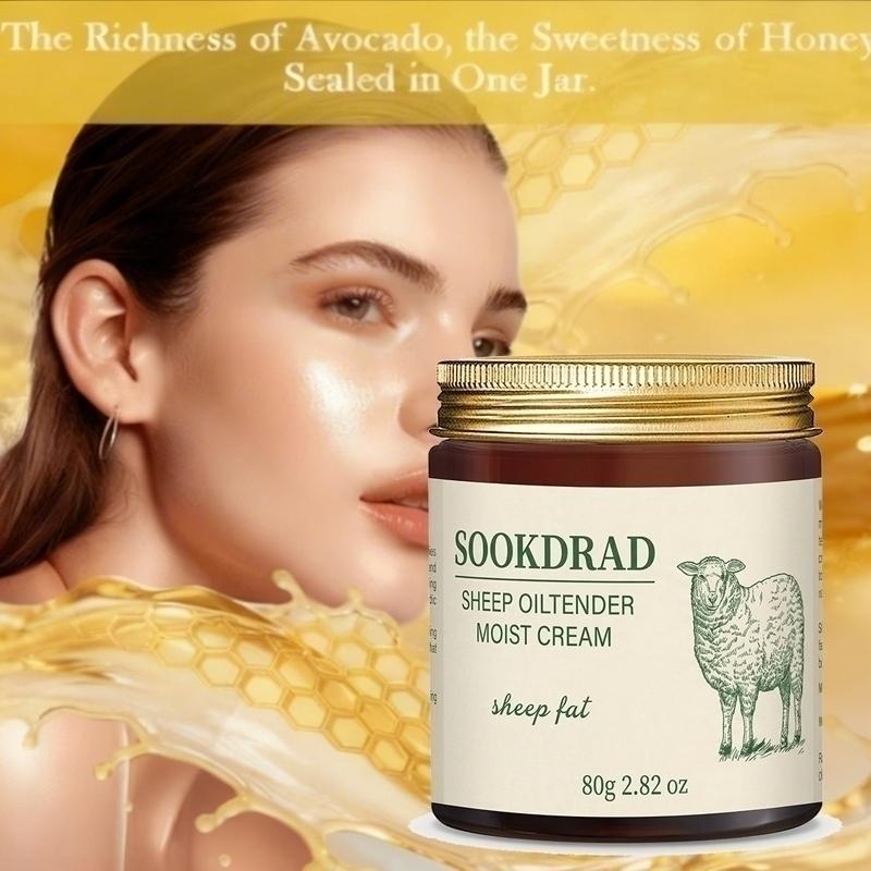 Lamb Oil Moisturizing Cream, Contains Lamb Fat Essence, Soothes Dry Skin, Suitable for All Body, Gentle Formula, 80g, Daily Care