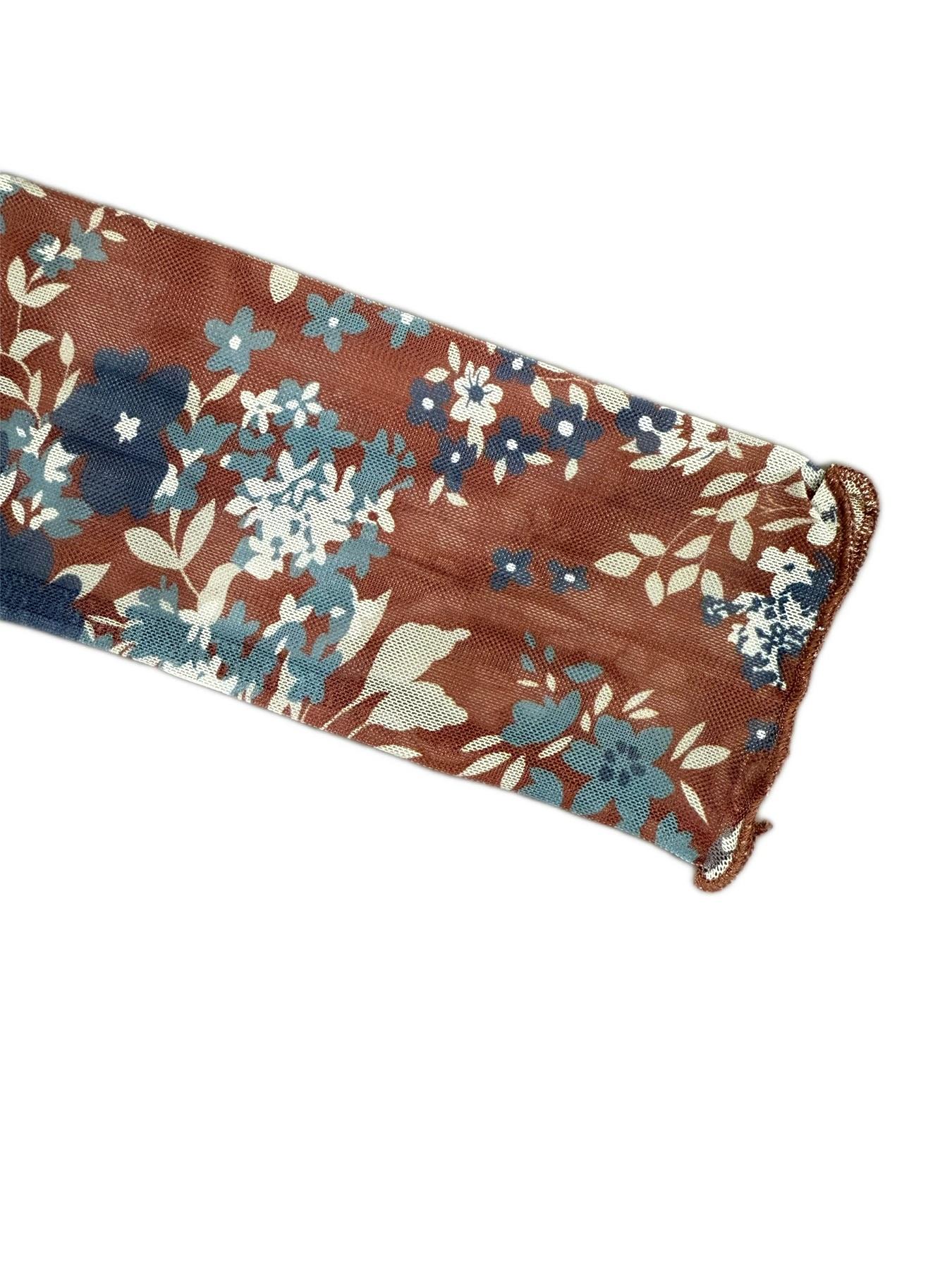 Women's Long Sleeved Mesh Lace Top, Ditsy Floral Print Tee, Fashion Casual Mock Neck T-shirt for Daily Outdoor Wear, Ladies Clothes for Spring & Fall