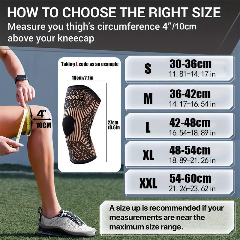 2pcs Compression Copper Knee Braces - Highly Elastic And Breathable Knee Sleeves For Men & Women - Apply Pressure To The Legs During Exercise - Suitable for Skipping Rope, Fitness, Working Out, Weightlifting! - Perfect Gift for A