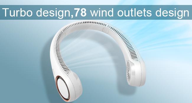 Portable Neck Fan, Lightweight Hands Free 3 Speeds 4000mAh Rechargeable Mini Personal Fans, Adjustable Wearable Suitable for Travel Office