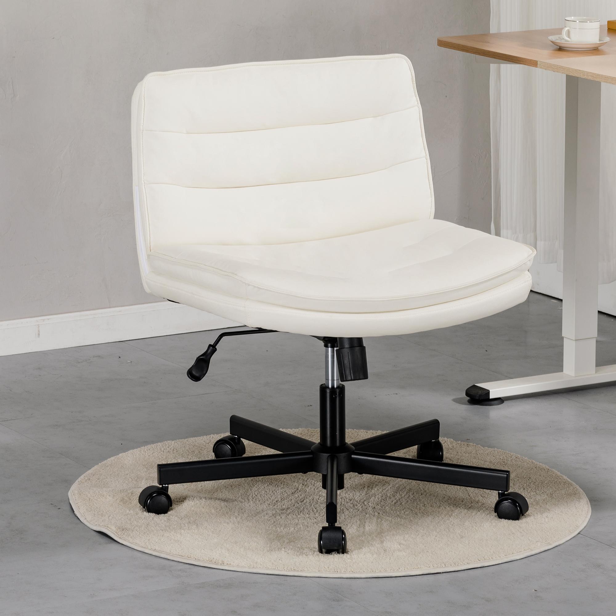 COMHOMA Criss Cross Chair Plus Size With Wheels, Office Chair Sit Cross-legged Armless Swivel Home Modern Home Office Desk Chair