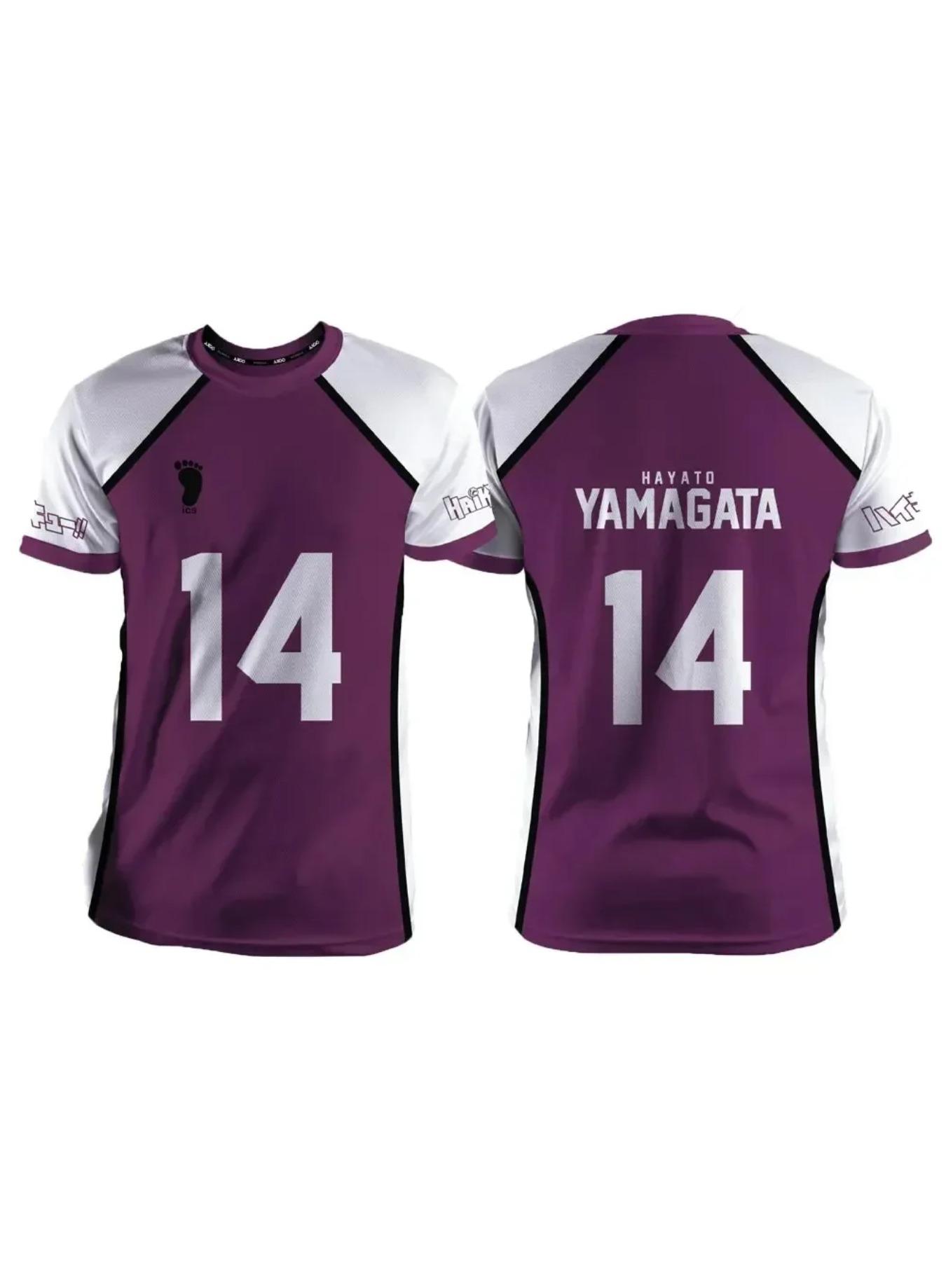 Haikyuu Shiratorizawa Purple Japanese Anime Cosplay T-shirt, Unisex, Summer Short sleeved, Children's Fashion, Men's and Women's Cartoon T-shirt