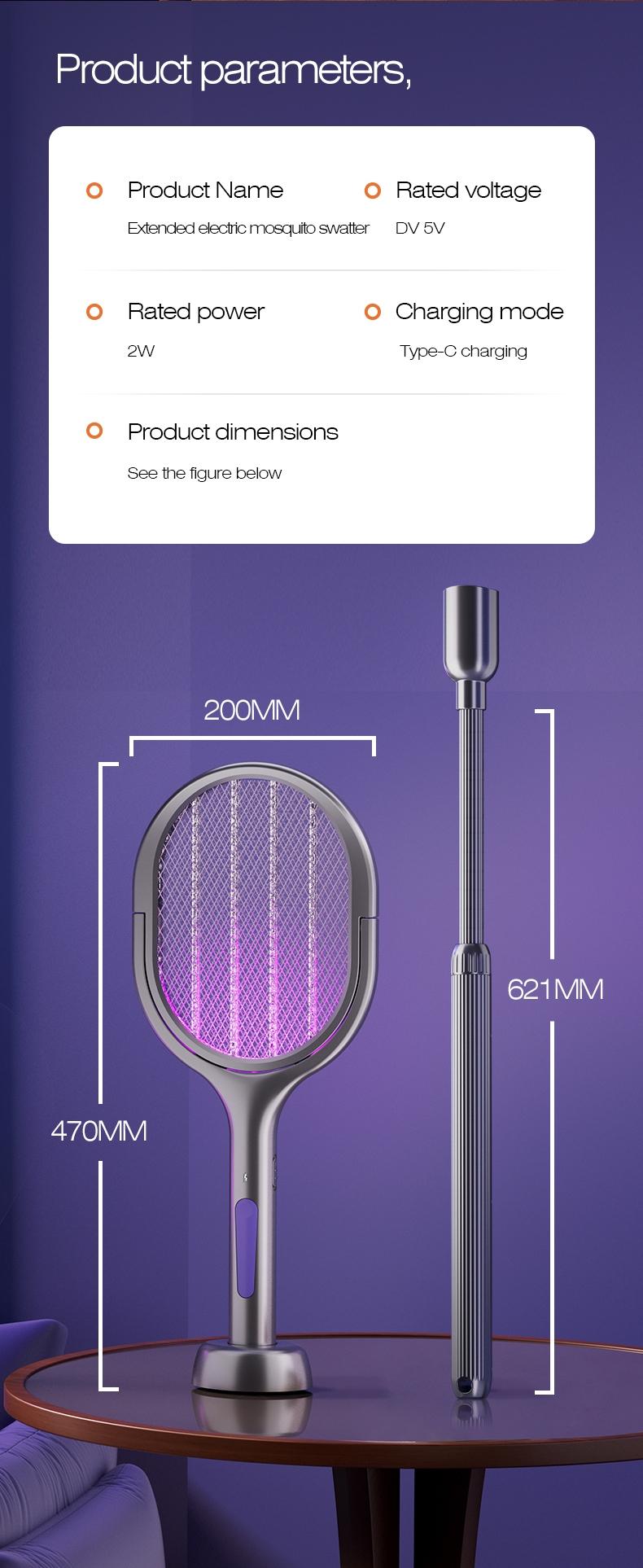 Foldable Electric Mosquito Swatter with Rotating Head – 6-in-1 Rechargeable Insect Zapper with UV Mosquito Light, Indoor & Outdoor Use, Lightweight and Portable, Safe and Efficient Fly & Bug Killer, Perfect for Home, Patio, Camping, Travel, and Office