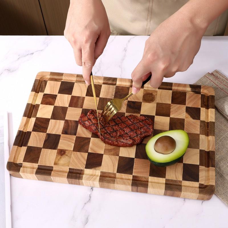 PABHAN 1 Heavy-Duty Checkered Dinner Plate Cutting Board, Square Cold Cut Board and Cheese Tray, Butcher's Cutting Board—perfect for cheese, meat, vegetables, and appetizers; ideal for parties and home kitchens