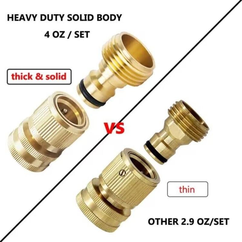 Garden Hose Quick Connector, Solid Brass Connector for 3/4 Inch Garden Hose, Durable and Easy to Use Water Hose Fitting, Hose Attachment, Garden Hose Metal
