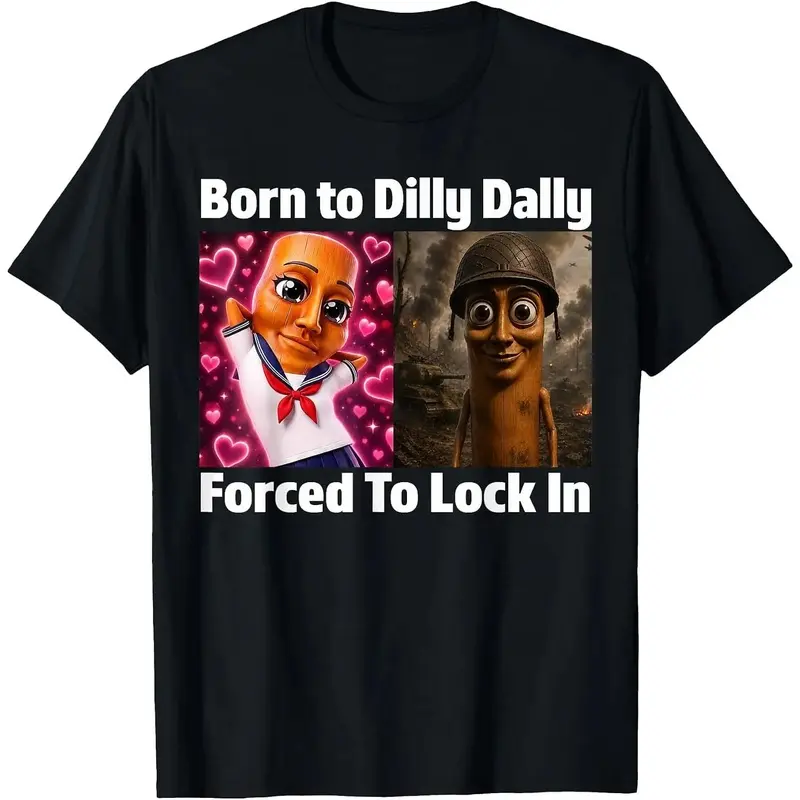 Men Women's Casual Graphic Tee Born to Dilly Dally Forced to Lock T-Shirt Short Sleeve Fashion Clothing