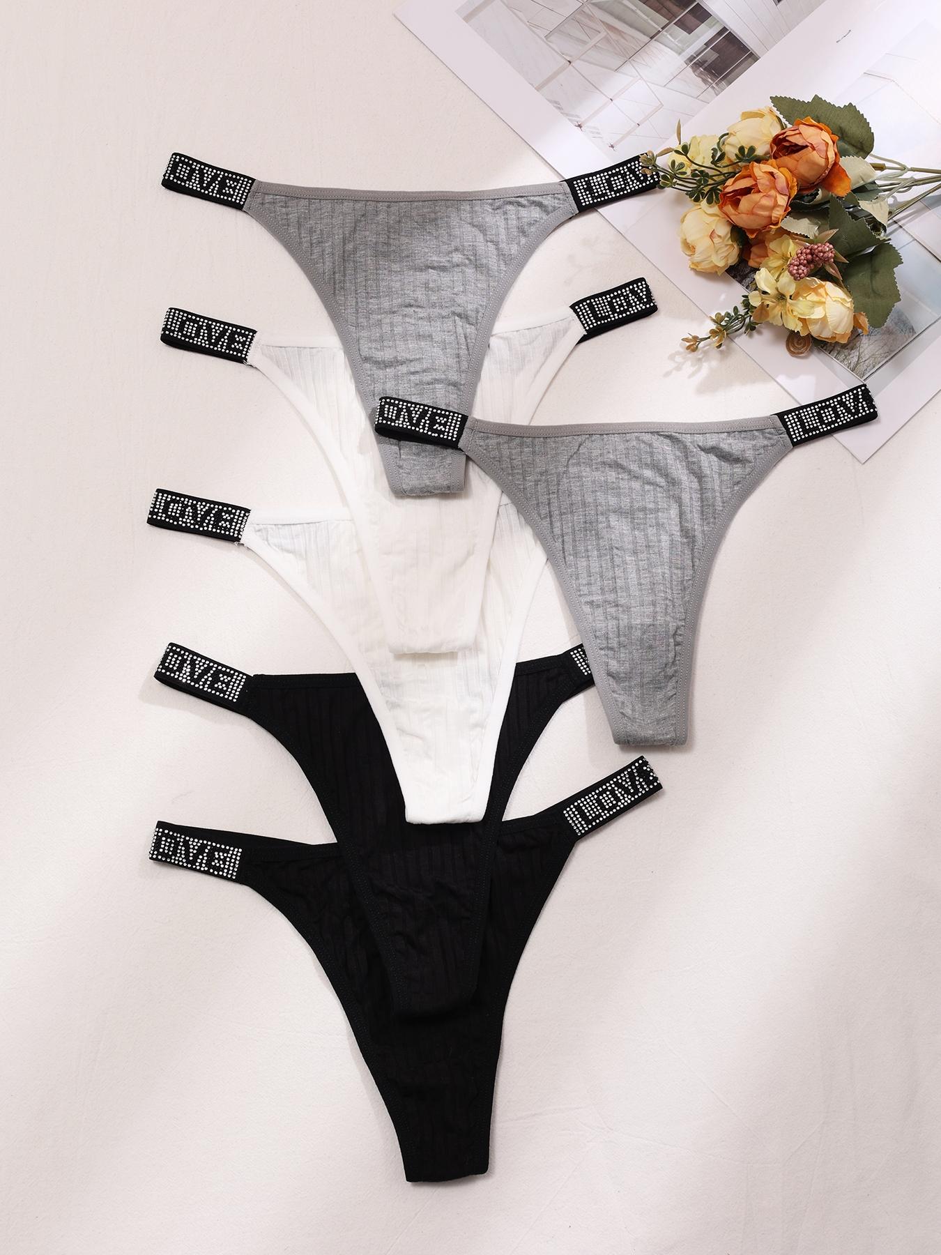 6PCS Diamond-encrusted modal comfort panties