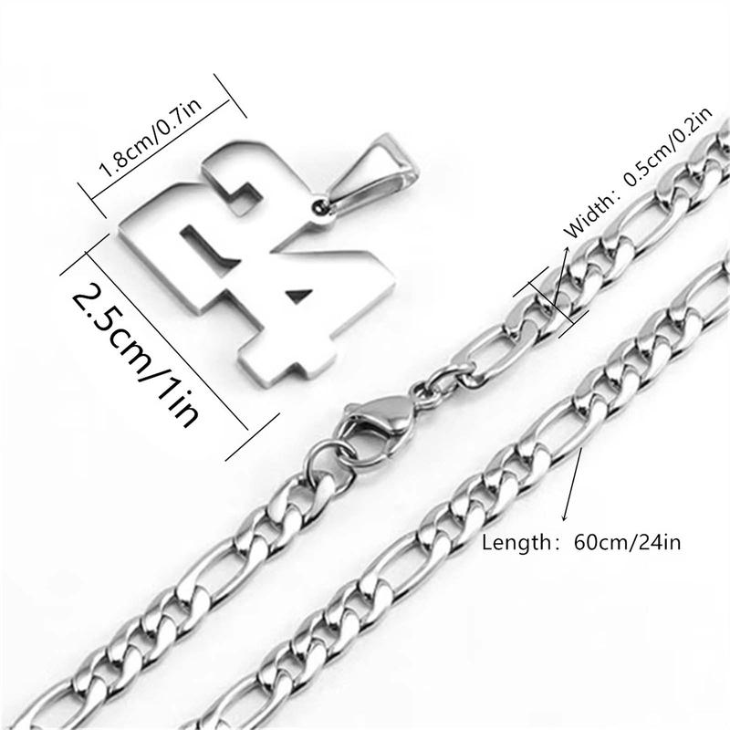 Number Necklace 0-99 Silver Stainless Steel Athlete Memorial Number Daily Match